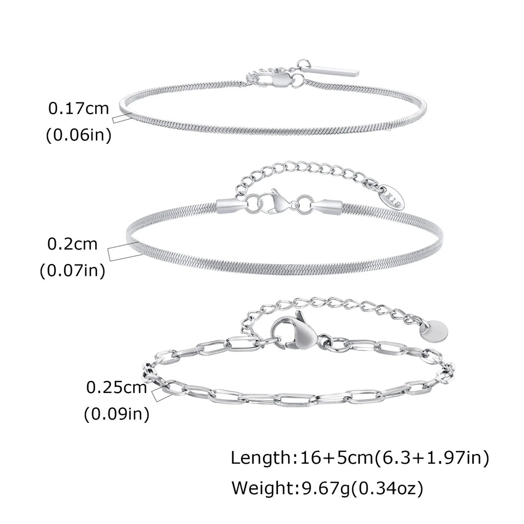 1/2/3pcs Chain Bracelet for, Stainless Steel Twisted Rope Cuban Chain