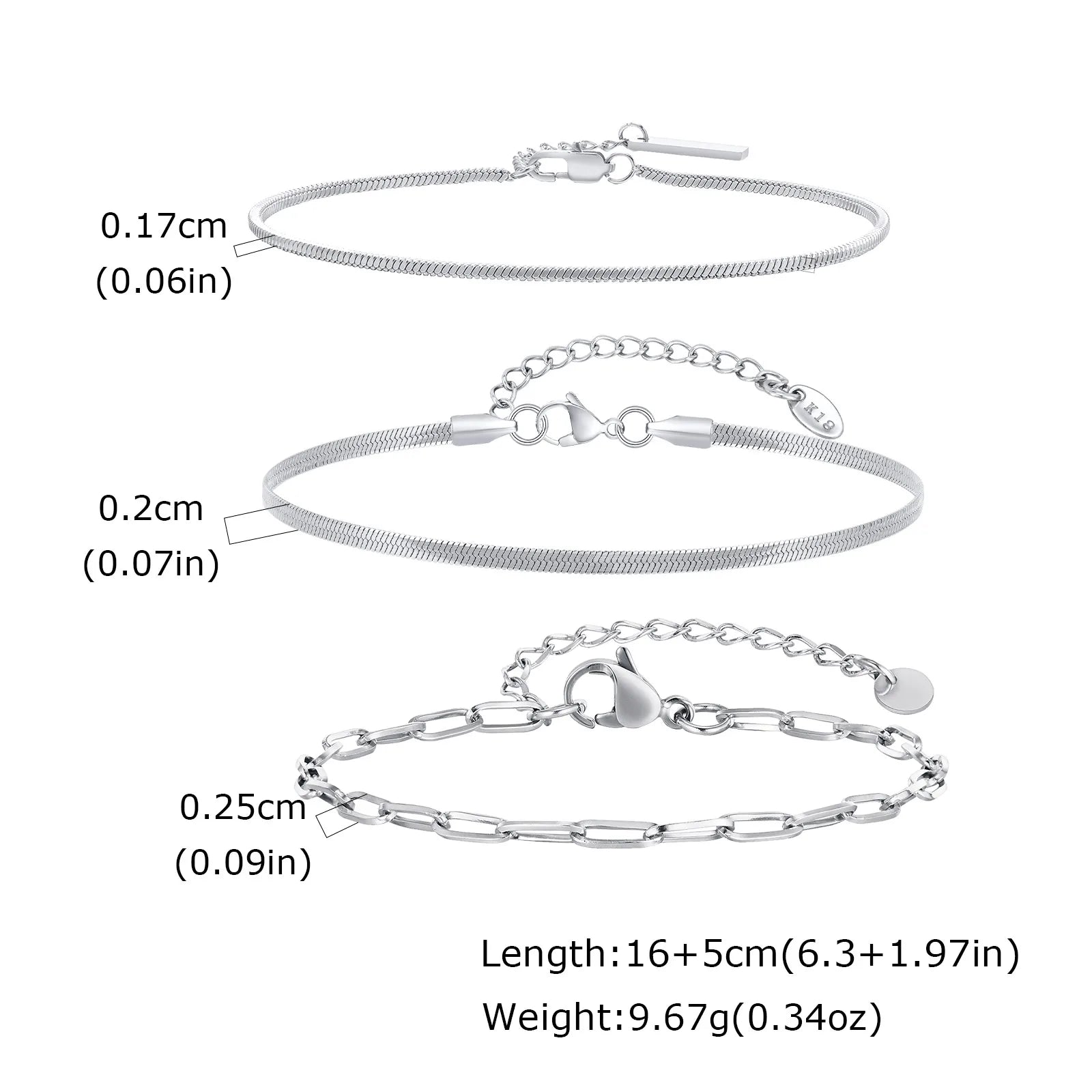 1/2/3pcs Chain Bracelet for, Stainless Steel Twisted Rope Cuban Chain