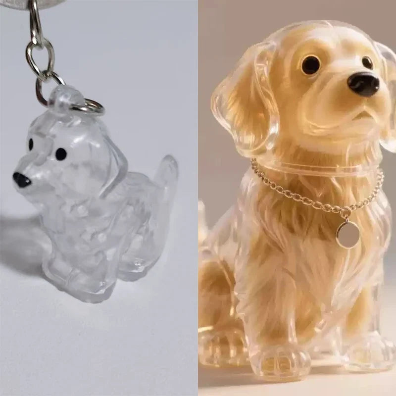 Clear Puppy Hair Memorial Keychain | Pet Fur Keepsake Capsule DIY Pendant