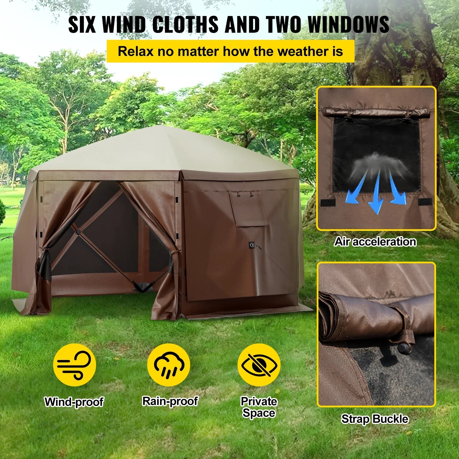 SucceBuy Pop Up Camping Gazebo Sun Shade Canopy Shelter