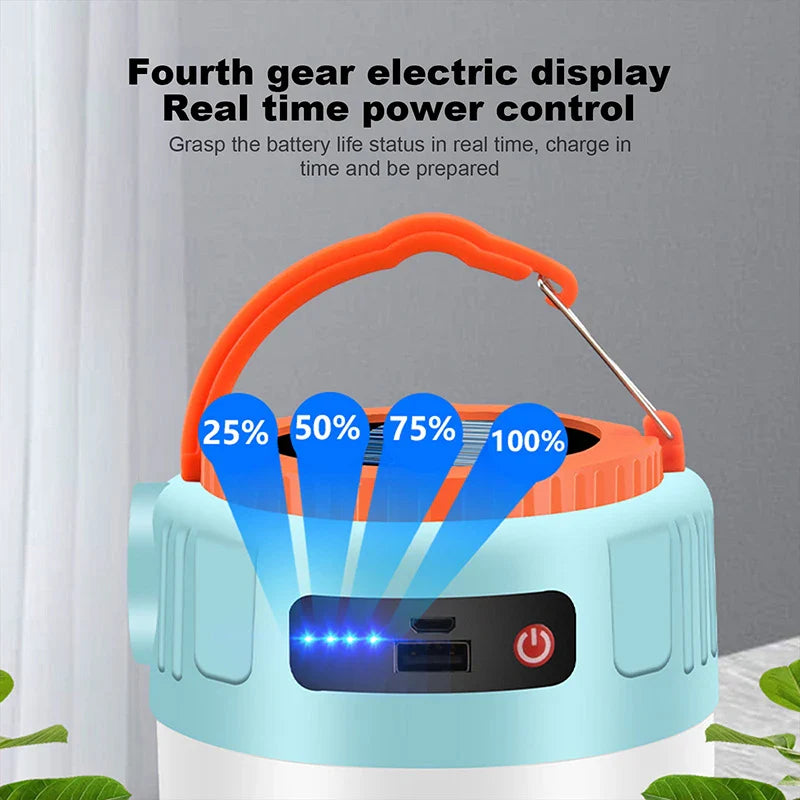 Powerful Solar LED Camping Lantern Waterproof Portable USB Rechargeable