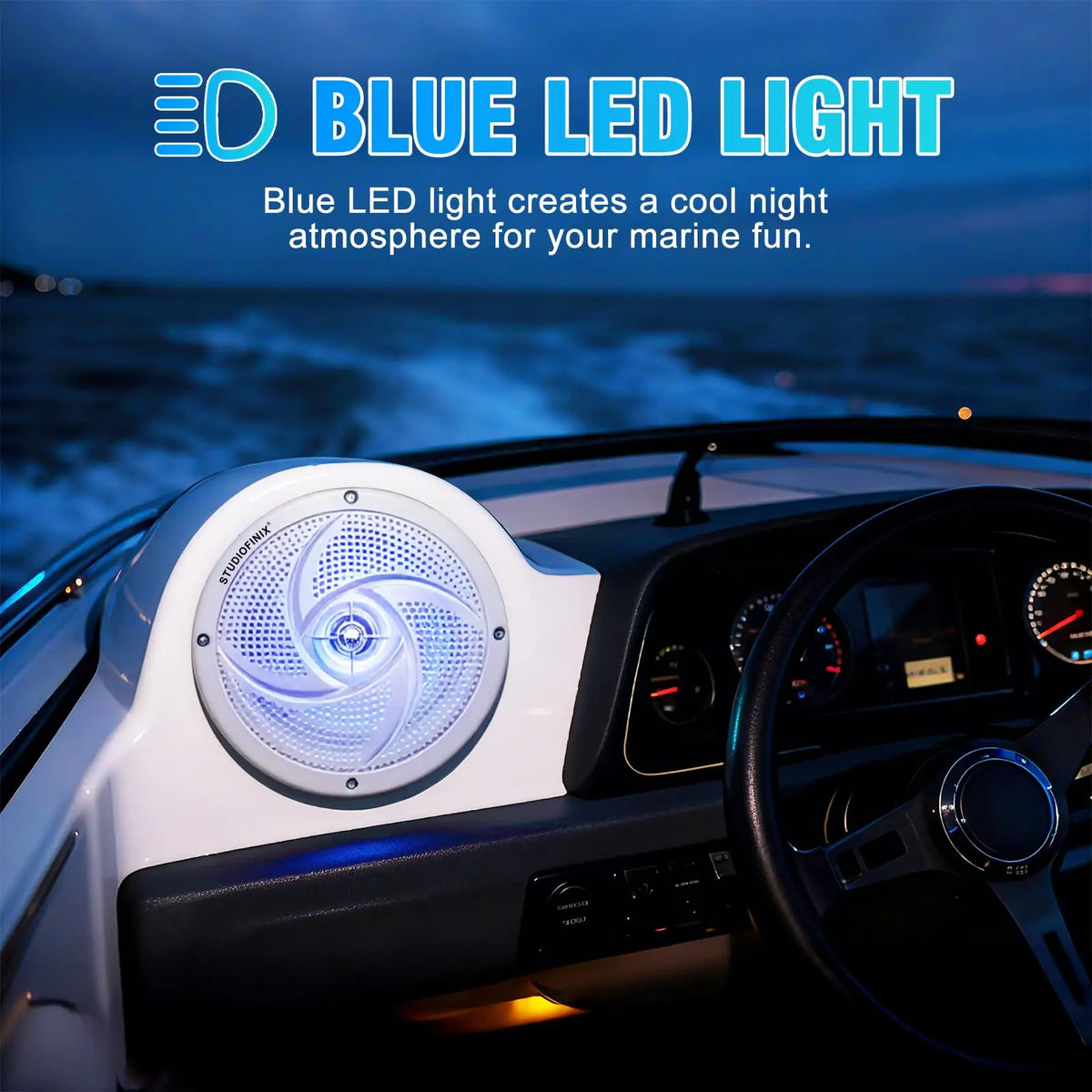 6.5 in LED Marine Speakers for Golf Carts, Low-Profile, Pair