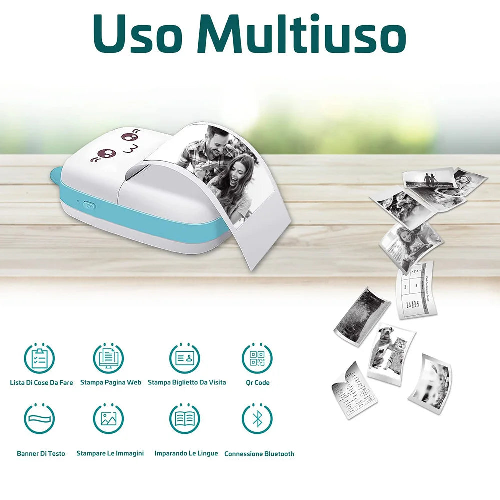 Mini Printer Portable Bluetooth Wireless Smart Label Thermal Portable Printers Stickers Paper Wireless Printers Children Gifts