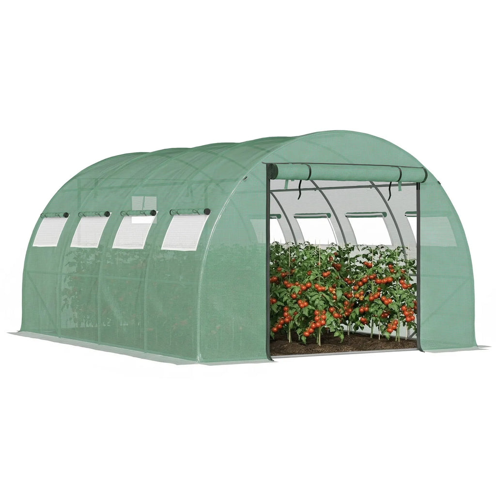 Tunnel Greenhouse With Mesh Doors Galvanized Steel Frame