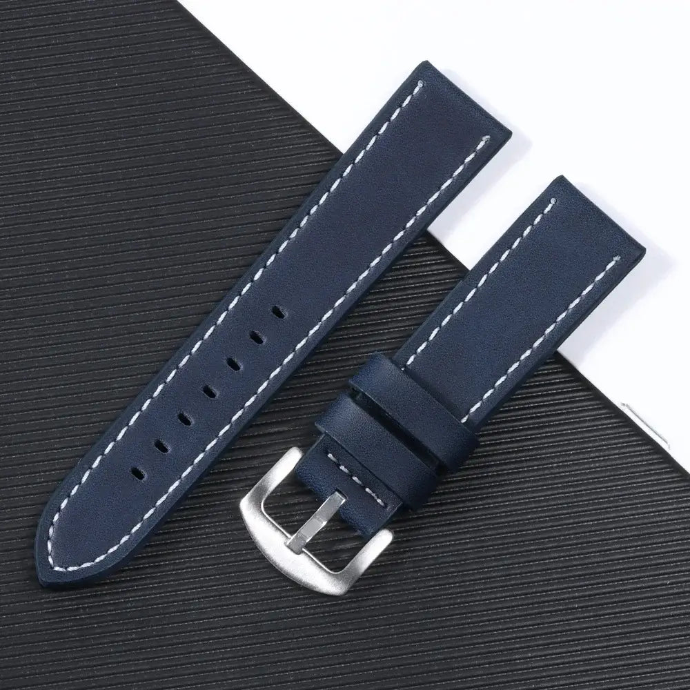 Garmin 18/20/22mm Quick Release Smooth Leather Band with Stitching Options