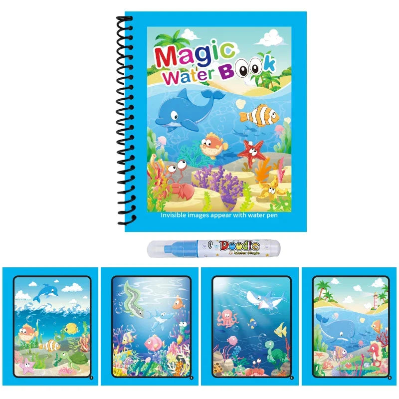 Magic Water Drawing Book | Reusable Coloring Pad with Pen for Kids Gift