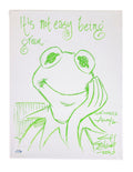 Guy Gilchrist Hand Drawn Signed Kermit Muppets Art Canvas ACOA