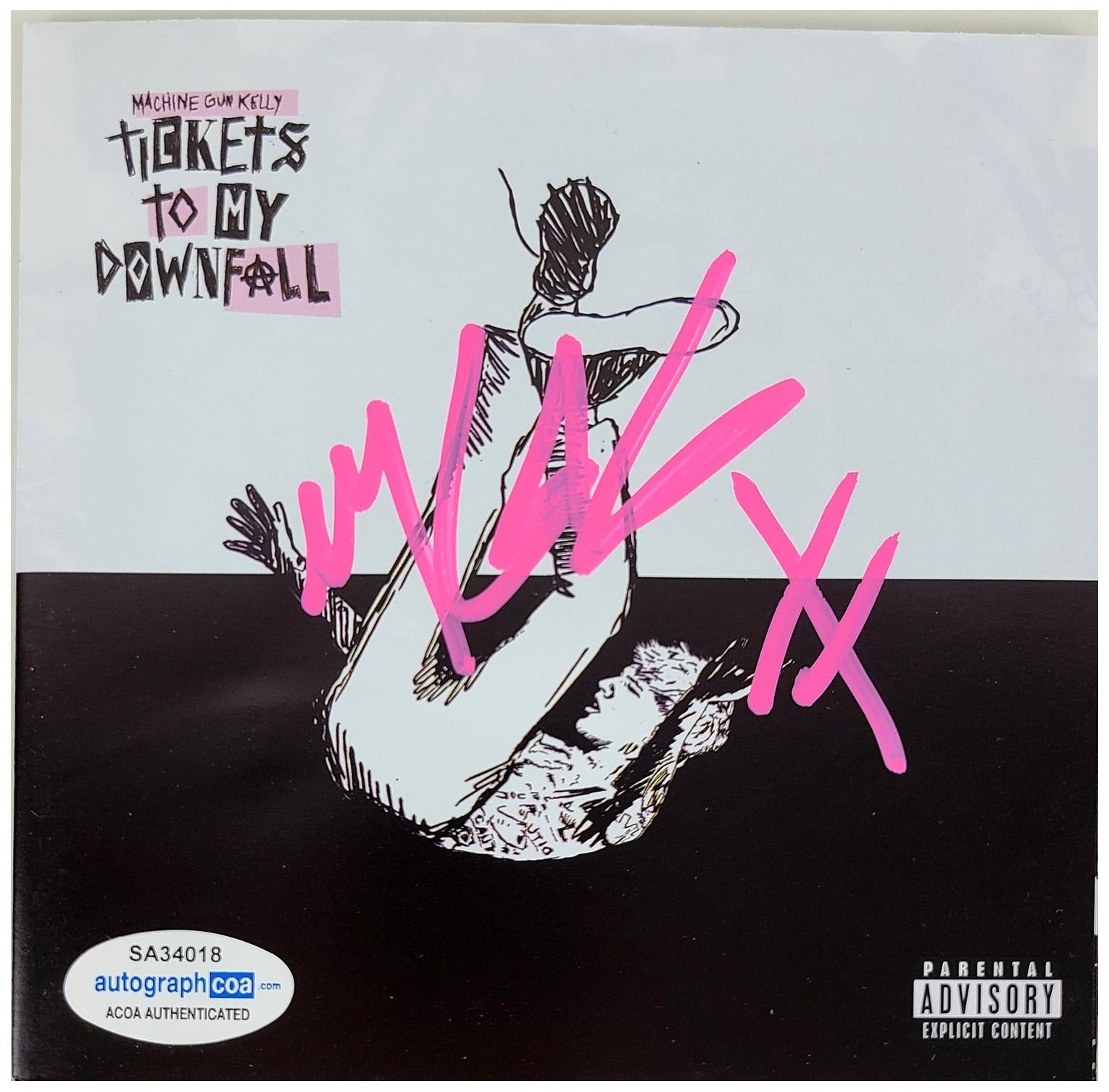 MGK Machine Gun Kelly Signed Tickets To My Downfall Banned CD Cover ACOA