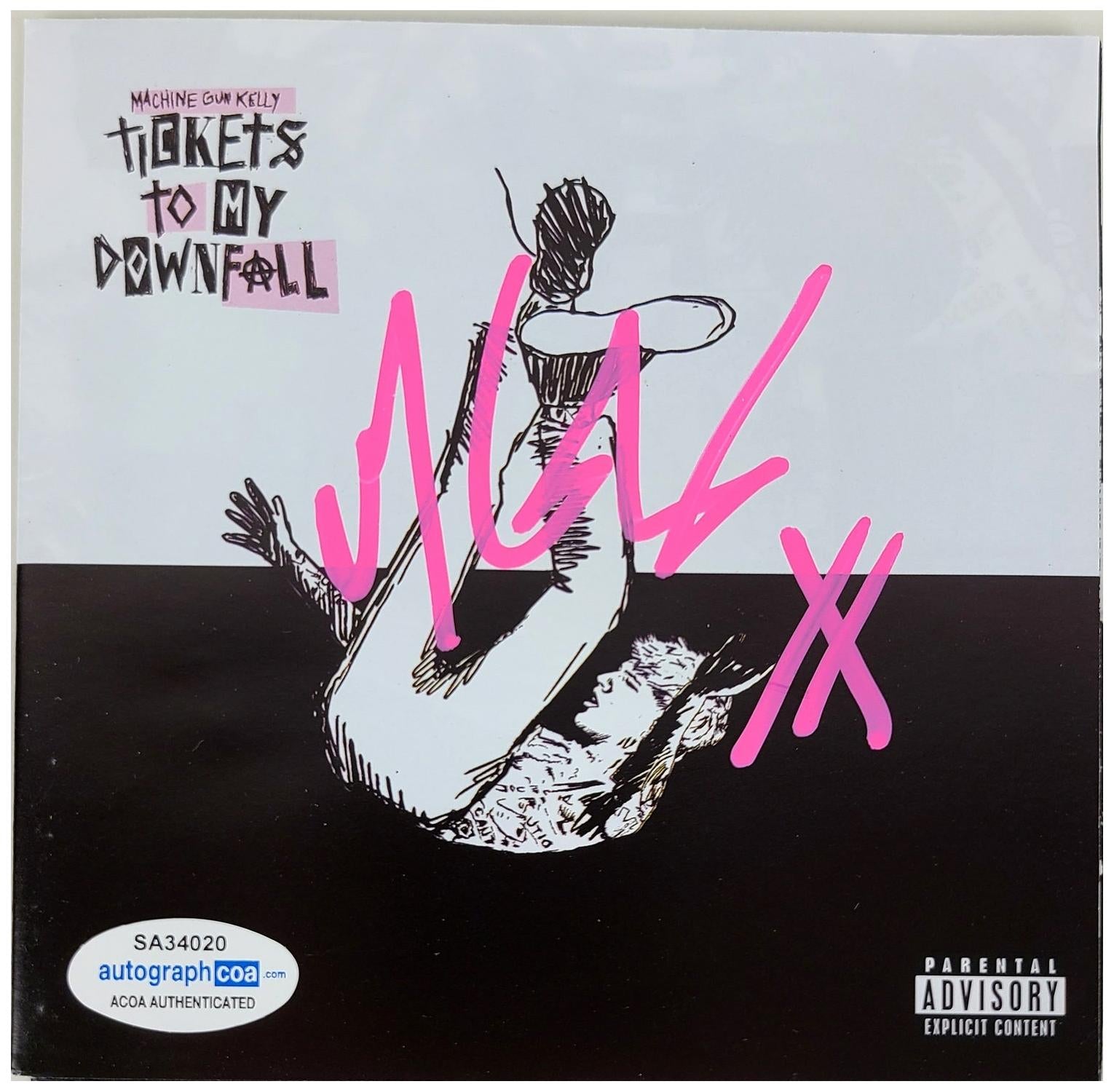 MGK Machine Gun Kelly Signed Tickets To My Downfall Banned CD Cover ACOA