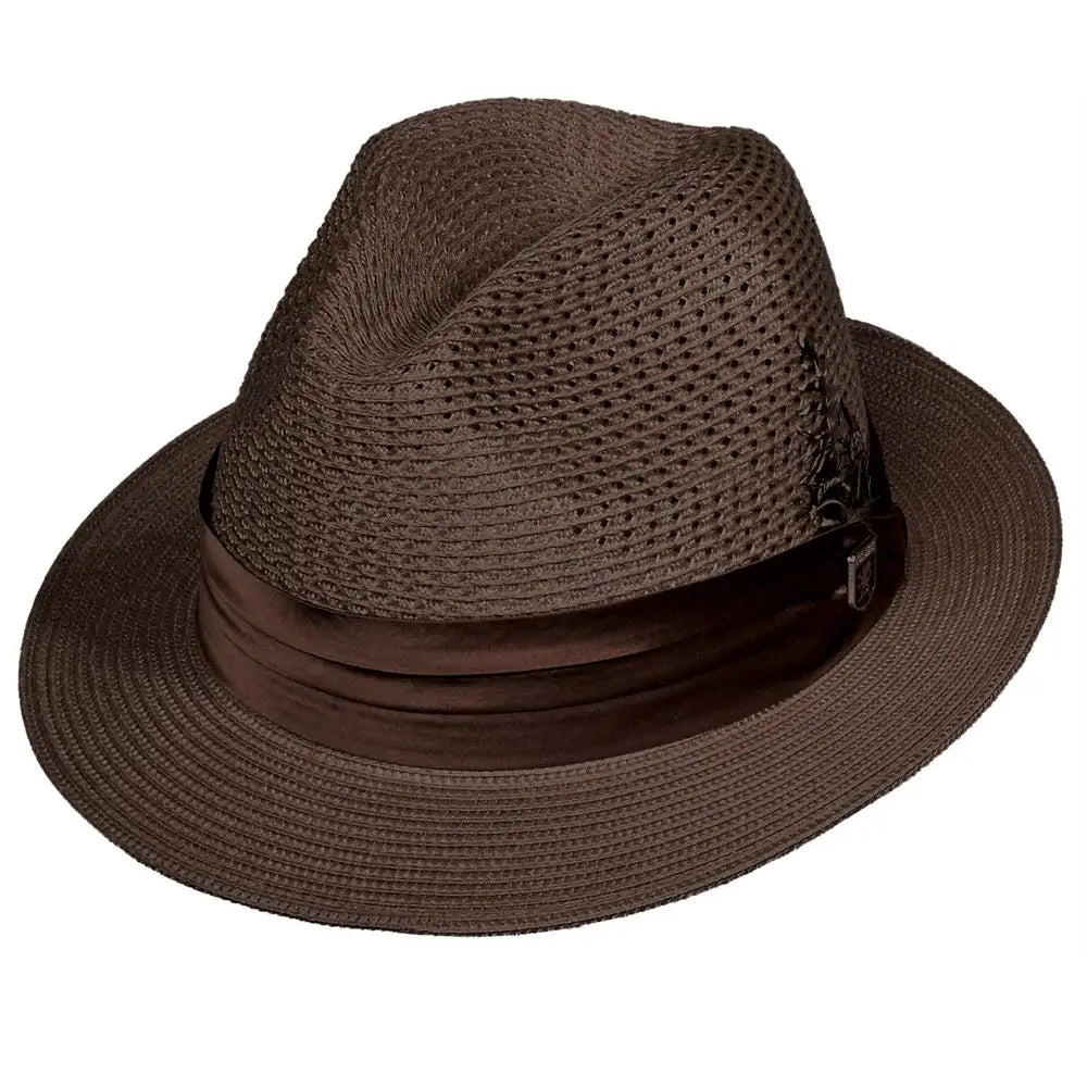 Stacy Adams Dublin- Milan Straw Fedora Hat