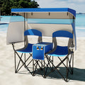 Double Beach Chair with Adjustable Canopy and 3 -Side Shading Curtains