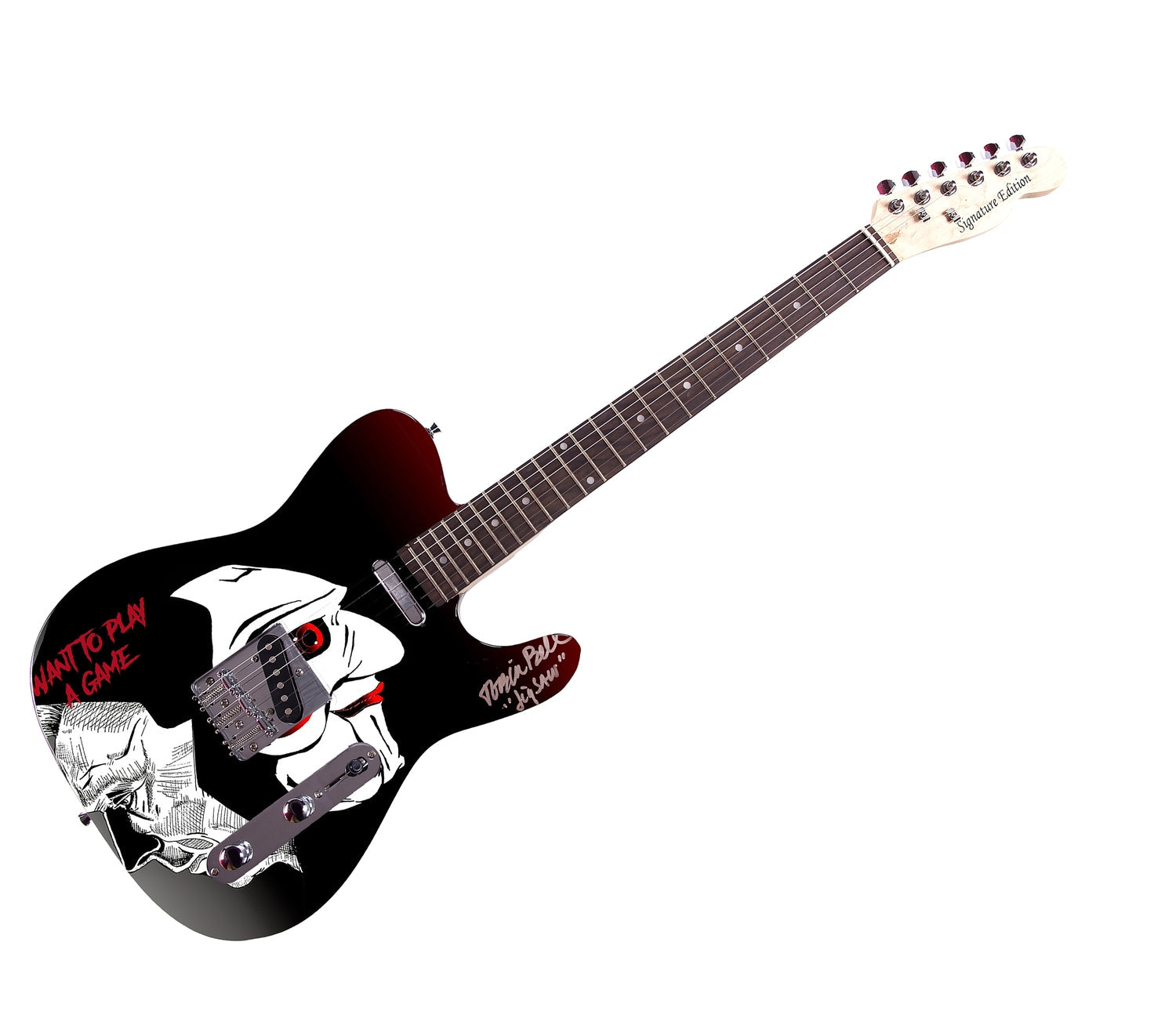 Tobin Bell Saw Jigsaw Movie Signed Custom Graphics Guitar ACOA