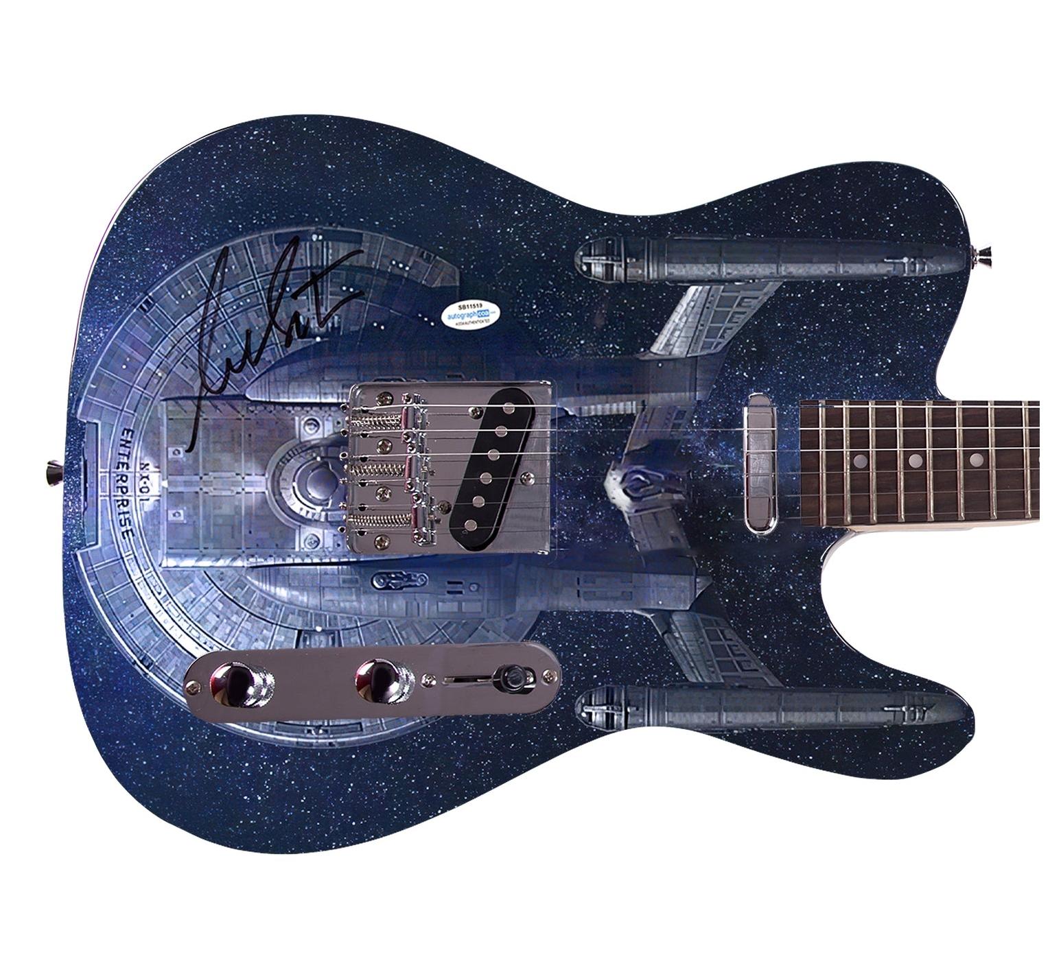 William Shatner Autographed Star Trek Starship  U.S.S Enterprise Graphics Guitar ACOA