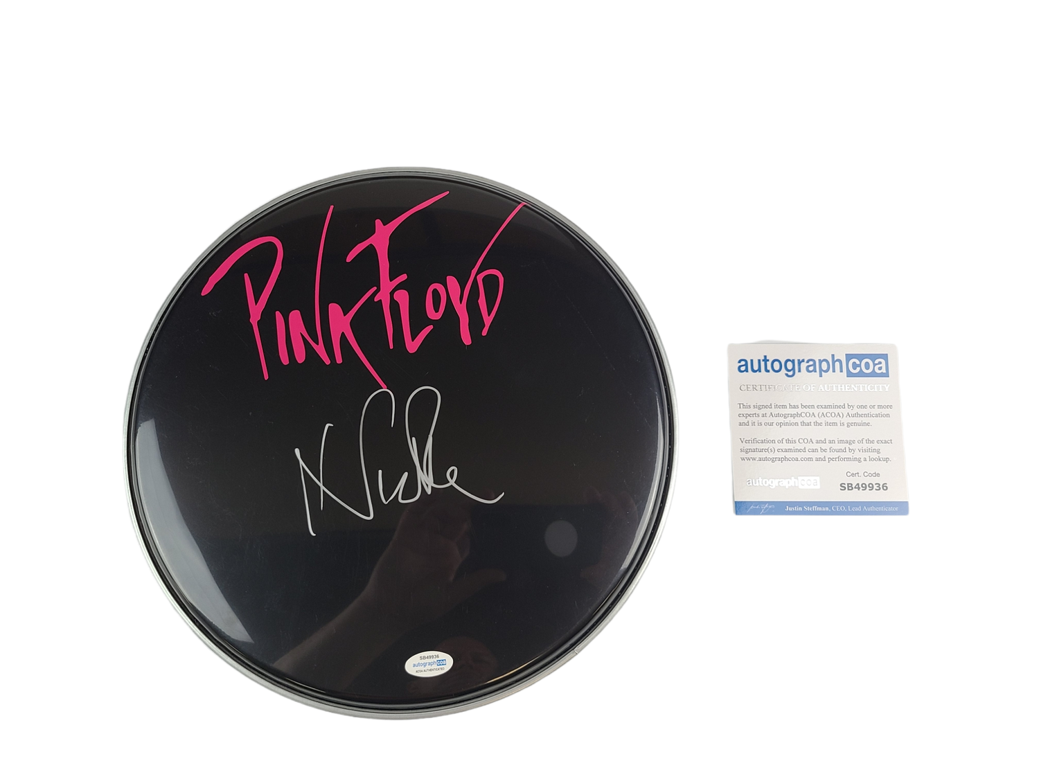 Pink Floyd Nick Mason Signed Custom Framed Drum Head Drumhead Display ACOA