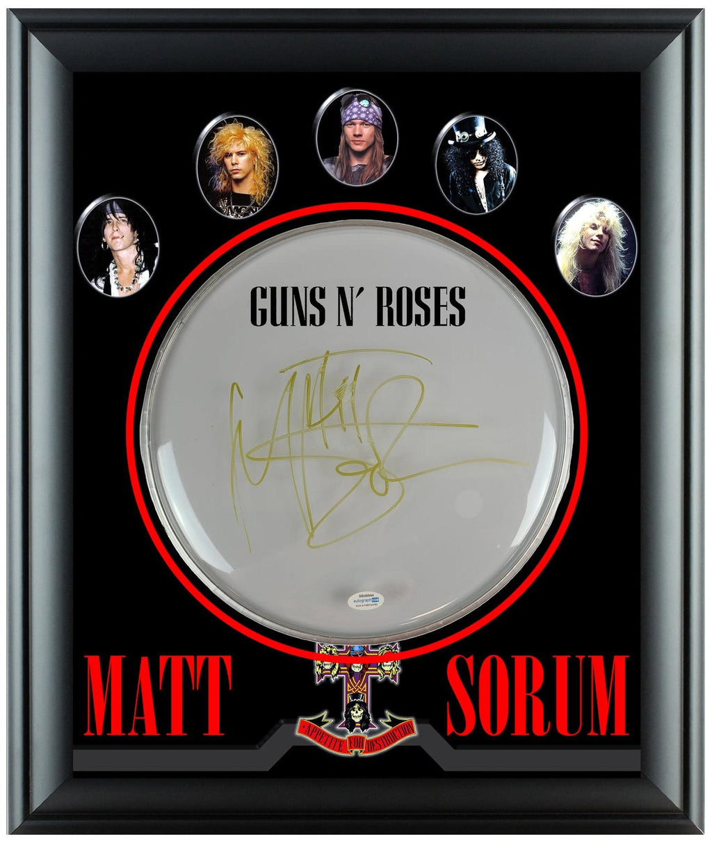 Guns N Roses Matt Sorum Autographed Custom Framed Drum Head Drumhead Display ACOA