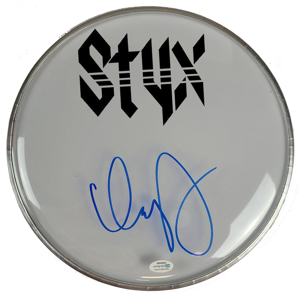 Styx Dennis DeYoung Signed Custom Framed Drum Head Drumhead Display ACOA