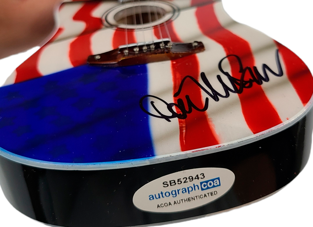 Don McLean Signed USA Flag Acoustic Axe Heaven Mini 1:4 Guitar American Pie