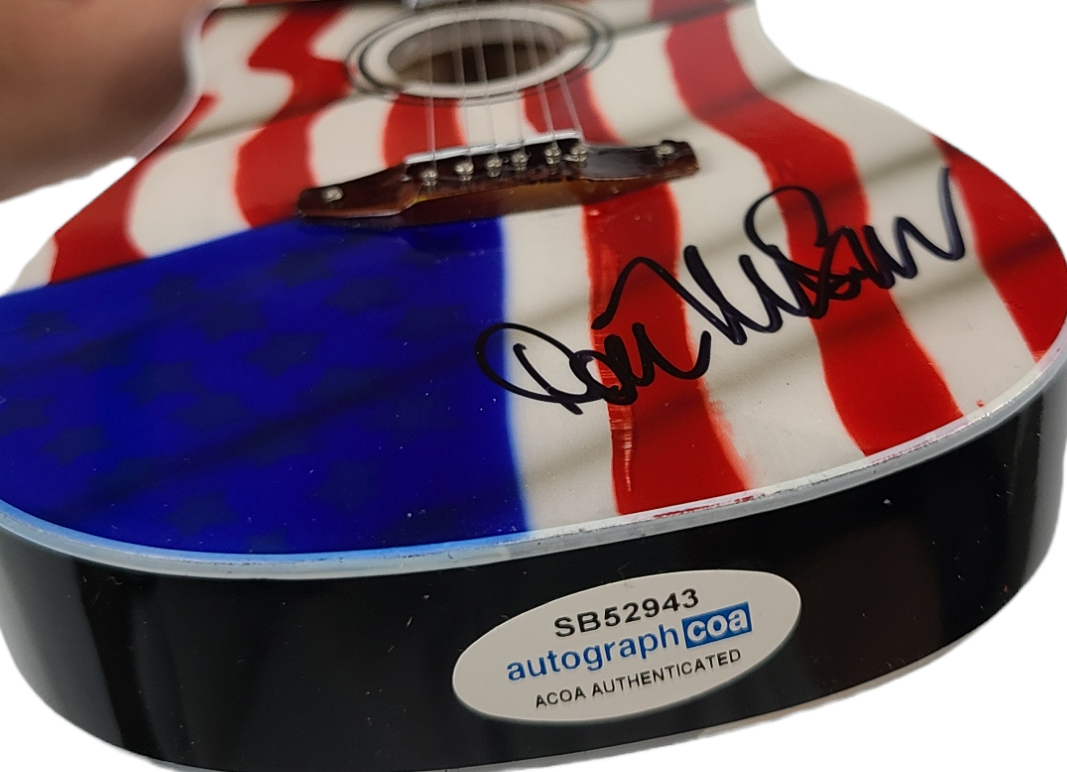 Don McLean Signed USA Flag Acoustic Axe Heaven Mini 1:4 Guitar American Pie