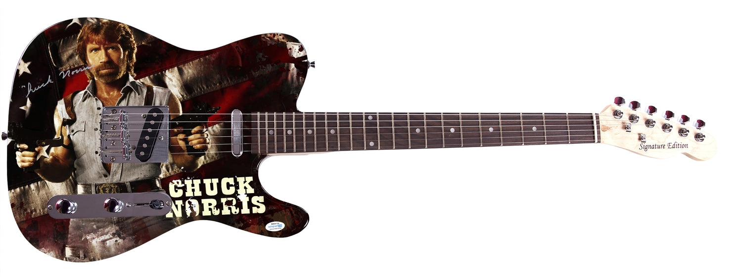 Chuck Norris Signed Autographed 1/1 Custom Graphics Photo Guitar ACOA