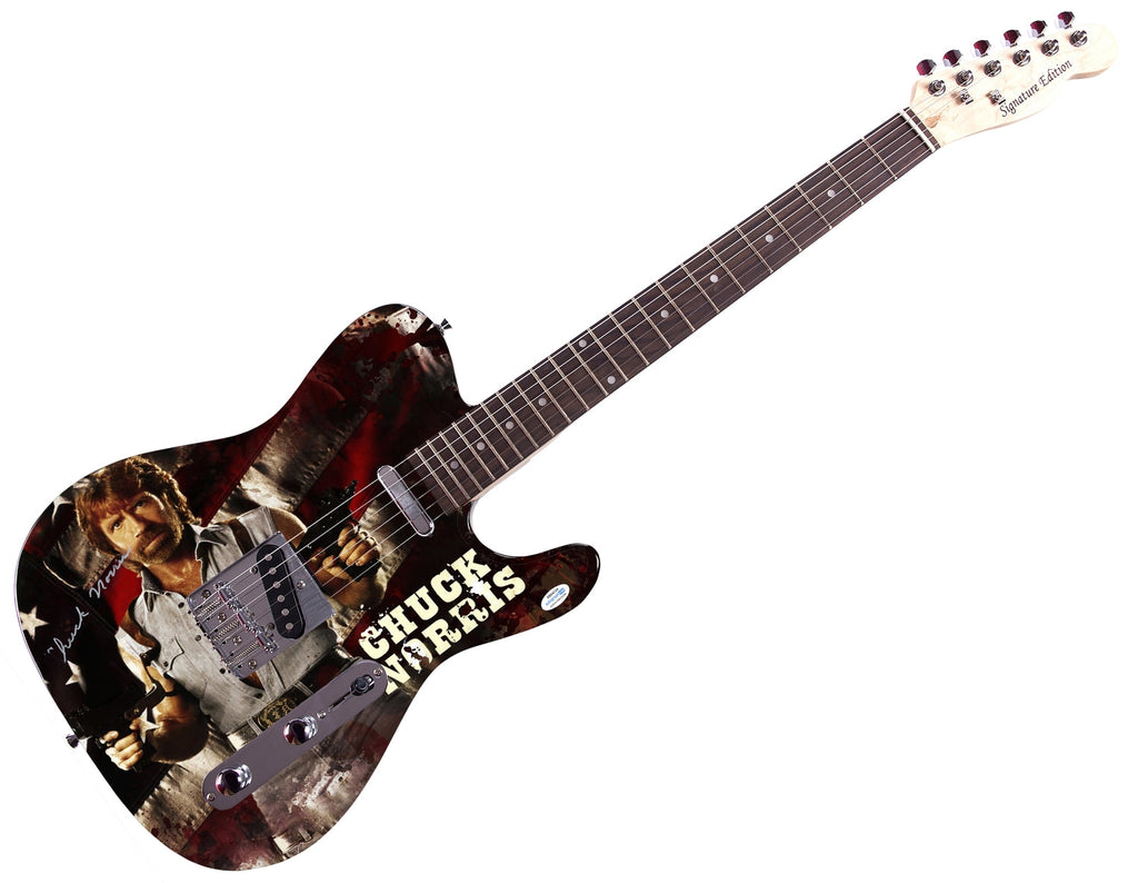 Chuck Norris Signed Autographed 1/1 Custom Graphics Photo Guitar ACOA