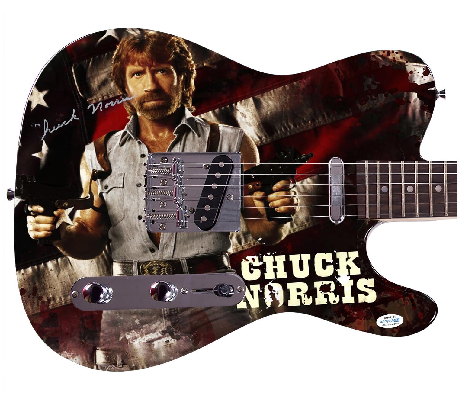 Chuck Norris Signed Autographed 1/1 Custom Graphics Photo Guitar ACOA