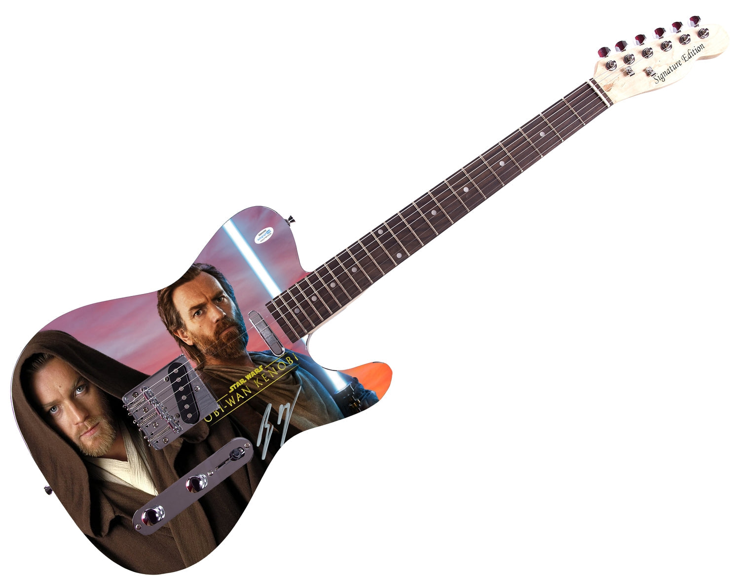Star Wars Ewan McGregor Signed Autographed Custom Graphics Guitar ACOA