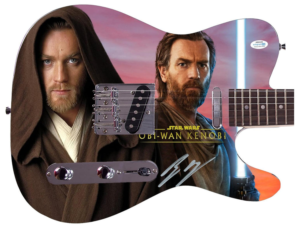 Star Wars Ewan McGregor Signed Autographed Custom Graphics Guitar ACOA