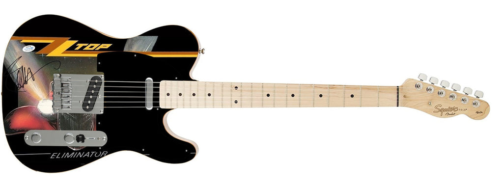 ZZ Top Billy Gibbons Autographed Fender Eliminator Album Lp CD 1/1 Custom Graphics Photo Guitar