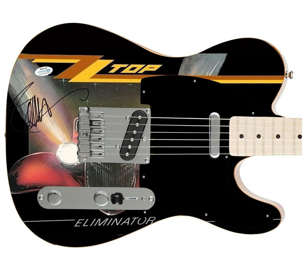 ZZ Top Billy Gibbons Autographed Fender Eliminator Album Lp CD 1/1 Custom Graphics Photo Guitar