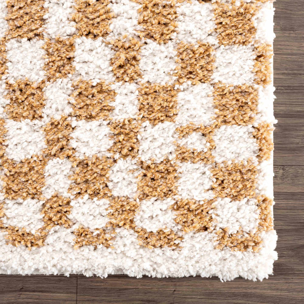Kieu Mustard & Ivory Checkered Area Rug