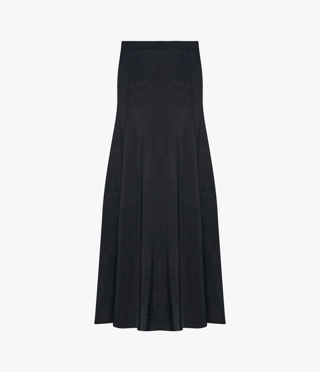 Seamed Knit Flare Skirt | Black