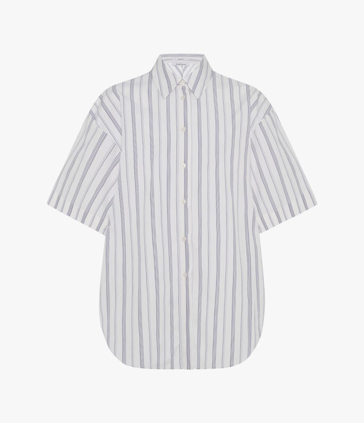 Short Sleeve Shirt | White/Navy Stripe