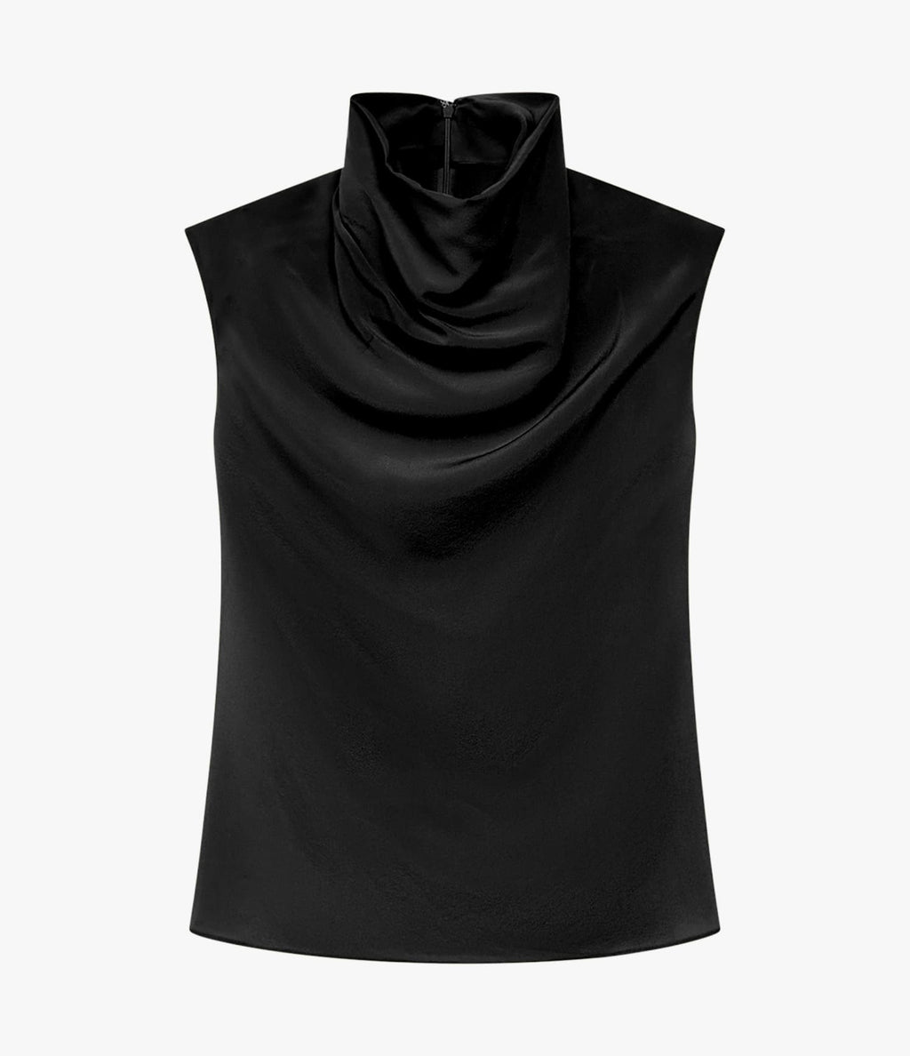 Silk Draped Top | Black