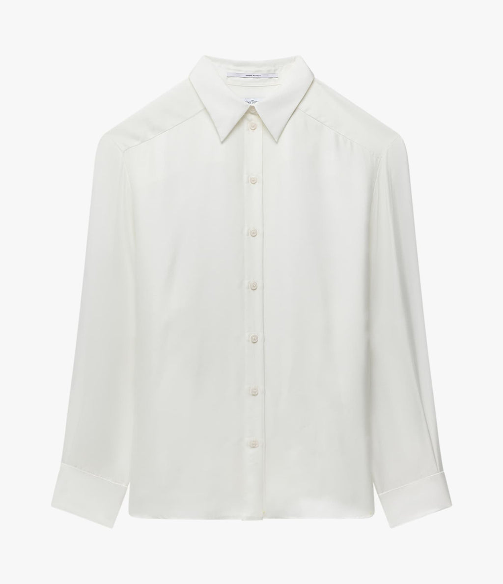 Silk Pleat Back Shirt | Off White
