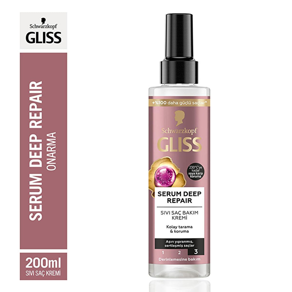 Gliss Deep Repair Hair Serum - Protein Complex & Fig Extract for Damaged Hair, 200ml