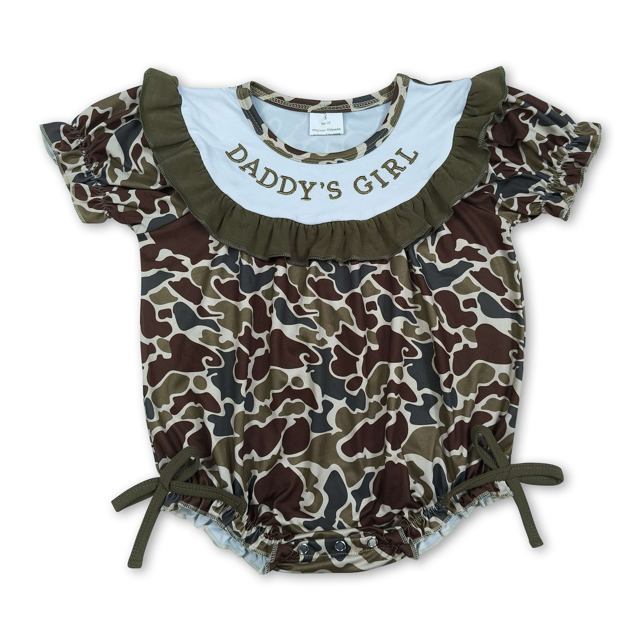 Short sleeves ruffle daddy's girl camo baby romper