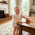 Short sleeves plaid pumpkin smocked girl fall romper