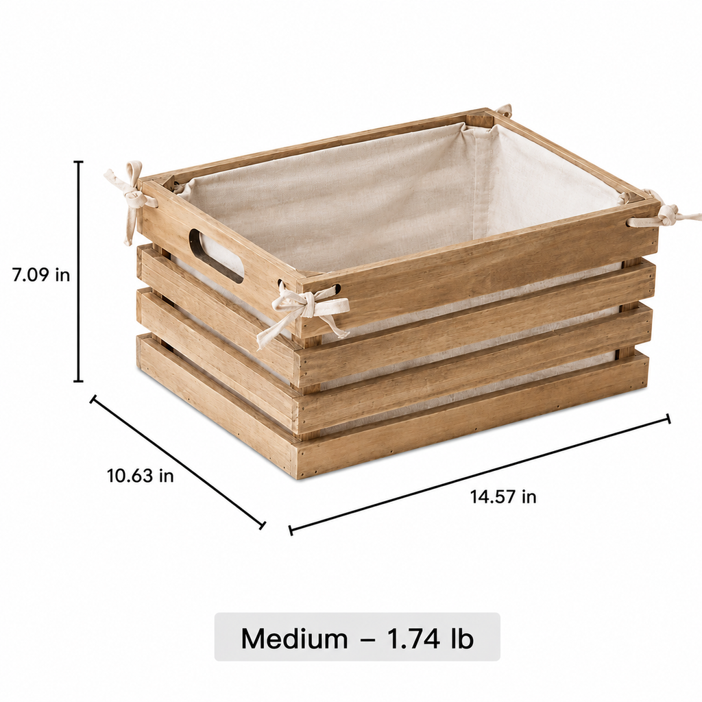 Linen-Lined Wooden Crate