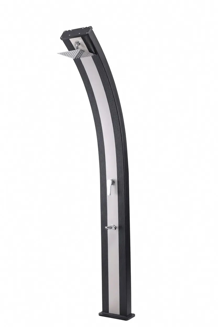 Sunneday SS0970 Outdoor Shower – 9 Gallon Solar Heated Shower with Adjustable Temperature Control, Self-De-Scaling Shower Head & Cold Water Faucet – Ideal for Camping, Poolside, and Beach Use – Black