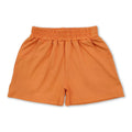 Orange elastic waist pockets kids girls active shorts