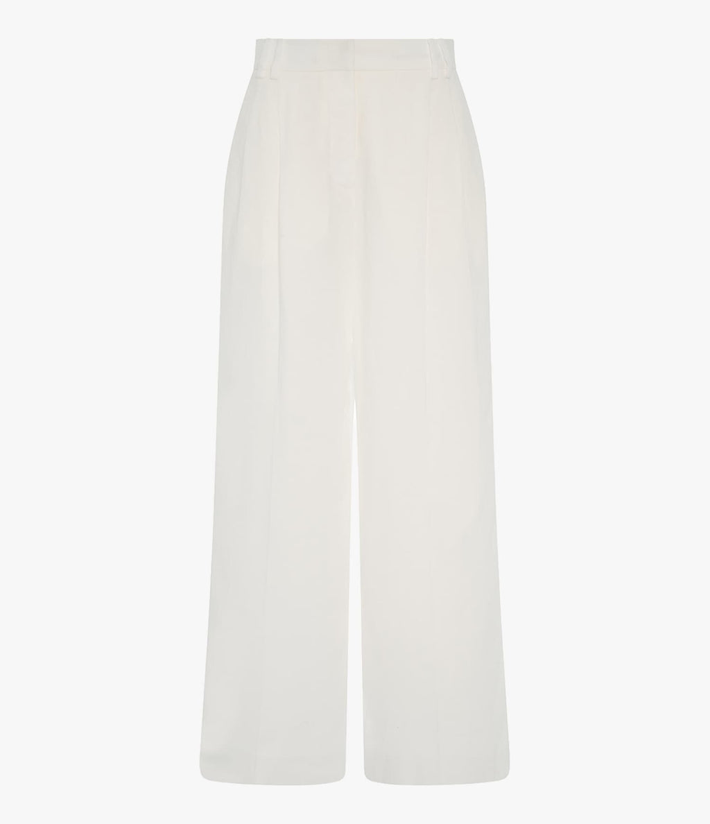 Linen Pleated Trouser | White