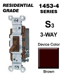 SWITCH GRND 3WAY 15A BRN