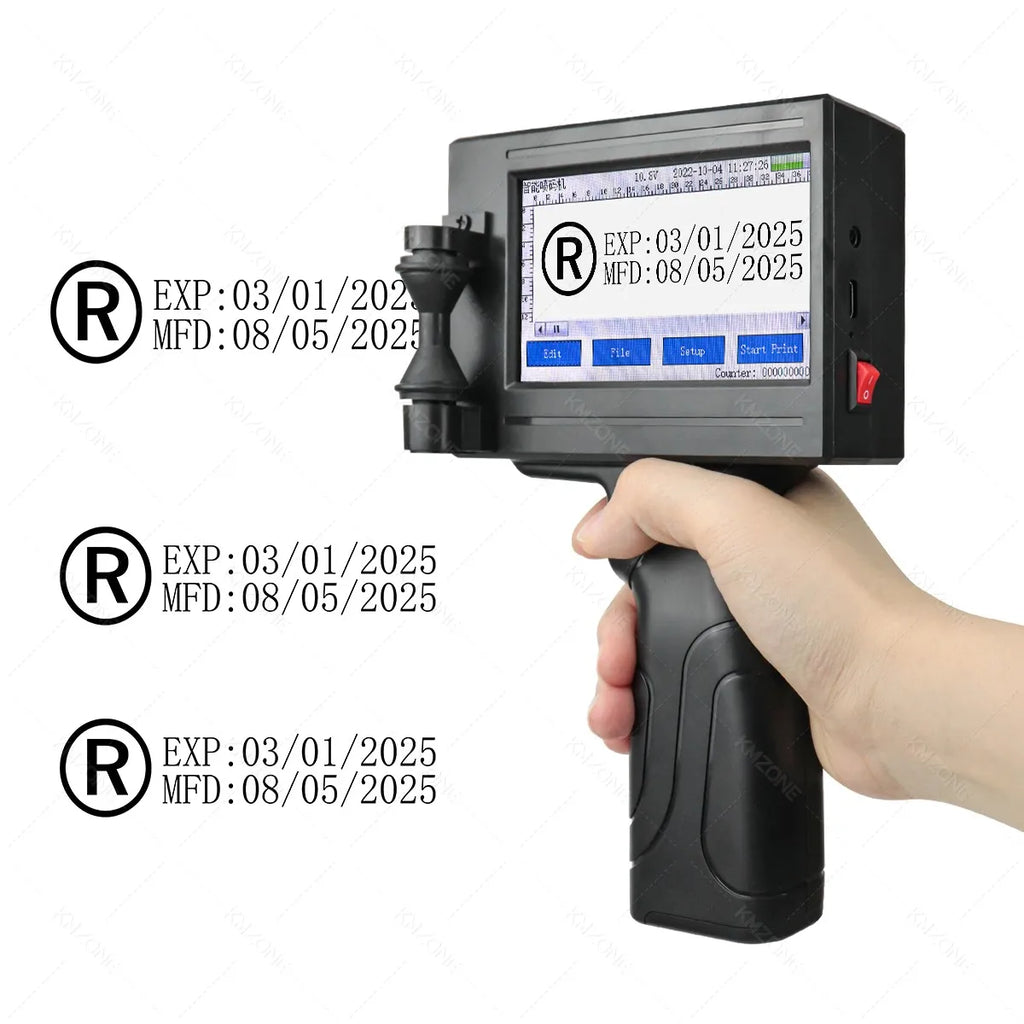 12.7mm Portable Inkjet Printer Handheld TIJ Maker Machine with ink Cartridge Image Picture Serial Number Edit Print