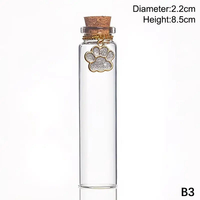Pet Fur Memorial Glass Bottle | Cat Whiskers Storage Bottle With Cork Stopper