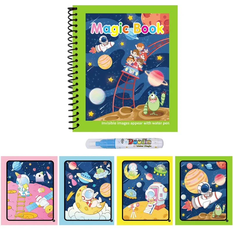 Kids Graffiti Picture Book With Refillable Water Pen | Magic Water Drawing Toy