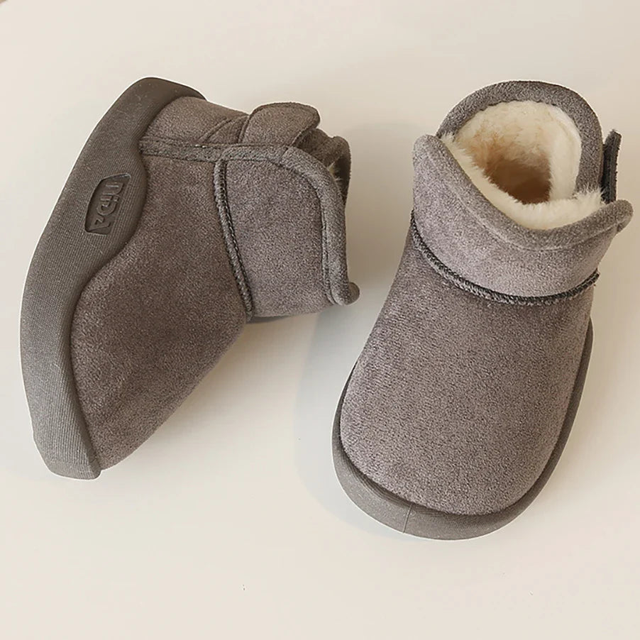 Winter Snow Boots For Children PU Leather Waterproof Kid's Plush Boots Thick Warm Cotton Shoes For Kids Boy's Girl's Warm Boots