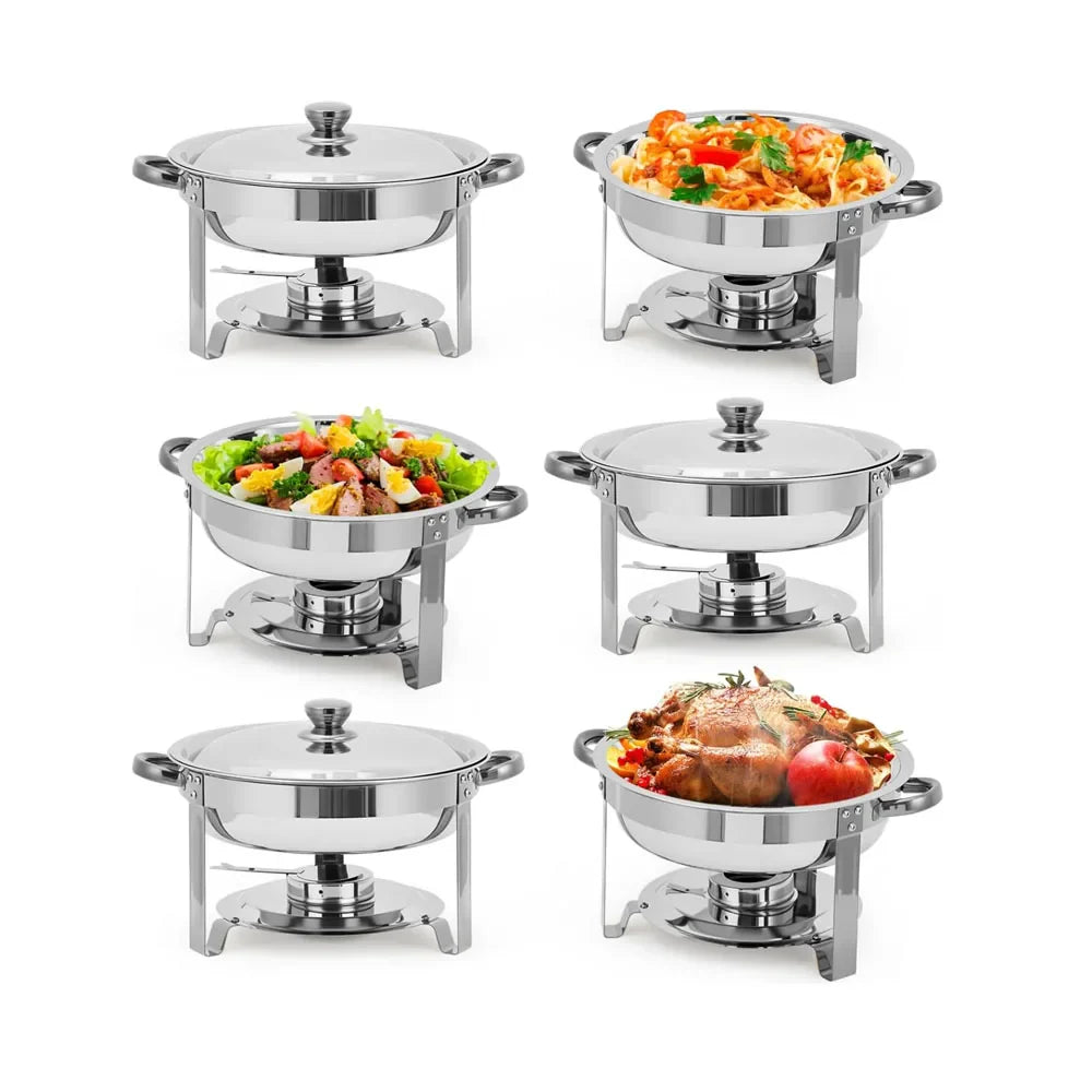 Stainless Steel Round Chafing Dish Buffet Set With Water Pans