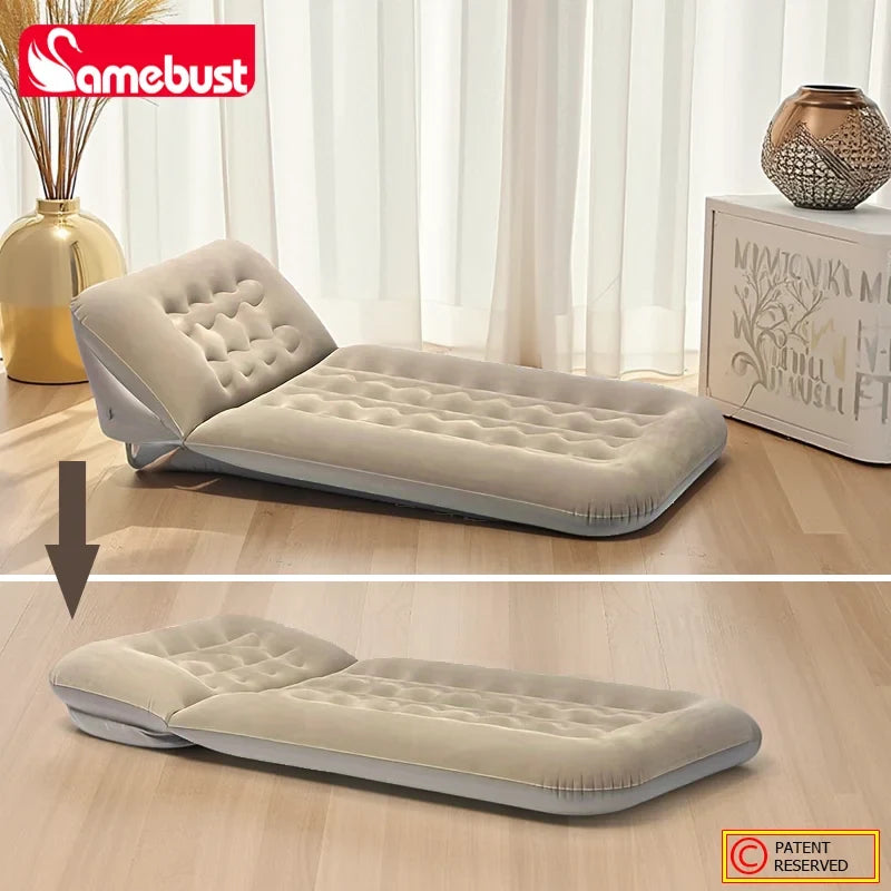 CAMEBUST Foldable Interior Air Mattress Inflatable Adjustable Sofa Bed Sleeping Mat for Home And Outdoor Use Brown/Grey