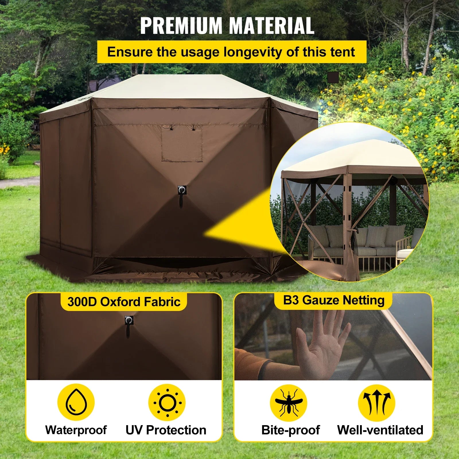 SucceBuy Pop Up Camping Gazebo Sun Shade Canopy Shelter