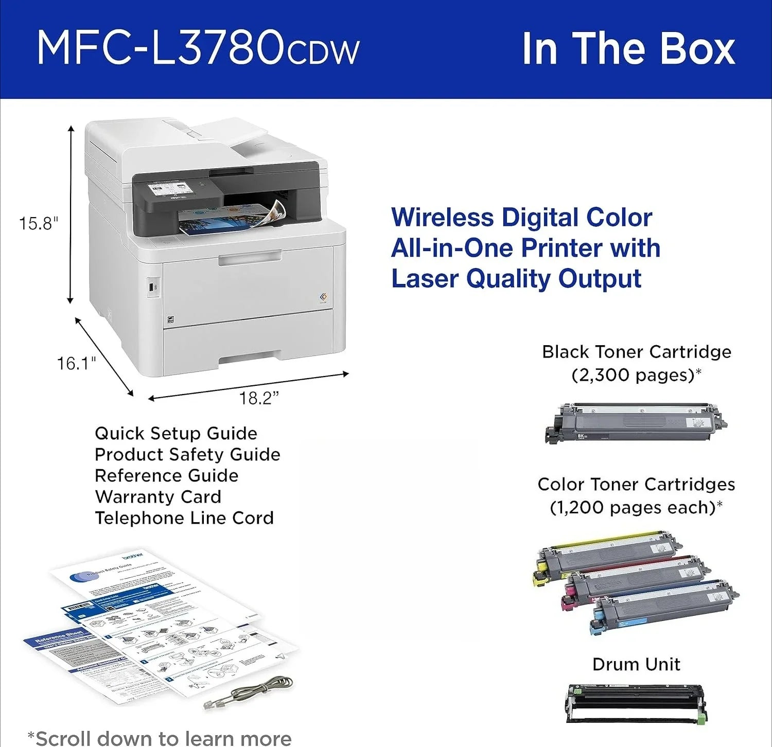 MFC-L3780CDW Wireless Color All-In-One Printer With Duplex